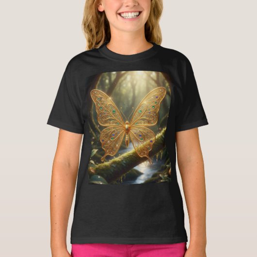 Gouden vlinder t-shirt (Voorkant)