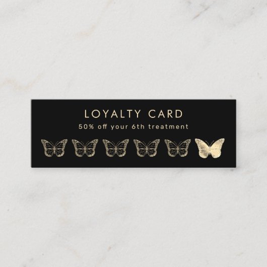 gouden vlinder - trouwerij mini visitekaartje (Voorkant)