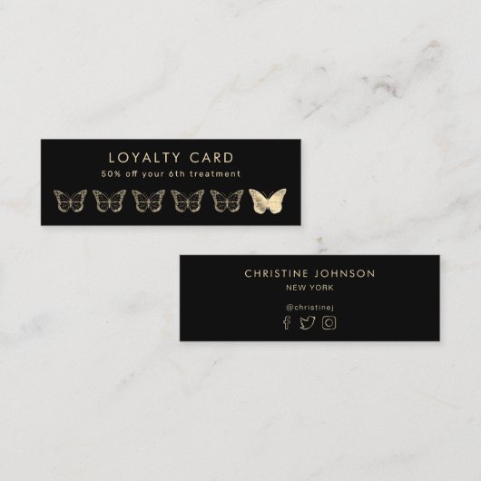 gouden vlinder - trouwerij mini visitekaartje (Voorkant / Achterkant)