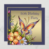 Gouden Vlinder Vrouwen 50ste Verjaardagsfeest Kaart (Voorkant / Achterkant)