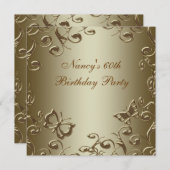 Gouden Vlinder Wervelt Vrouwen 60ste Verjaardagsfe Kaart (Voorkant / Achterkant)