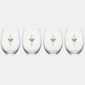 Gouden vlinder. wijnglas zonder voet (Voorkant)