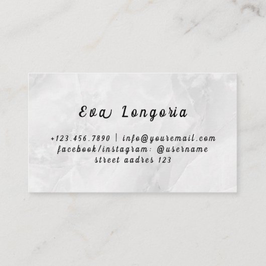 Gouden vlinder wit marmer visitekaartje (Achterkant)