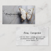 Gouden vlinder wit marmer visitekaartje (Voorkant / Achterkant)