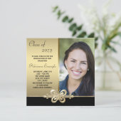 Gouden Vlinder Zwart en Goud Foto Afstuderen Kaart (Staand voorkant)