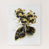 Gouden Vlinderbloem met Zwarte Orchidee Legpuzzel (Verticaal)