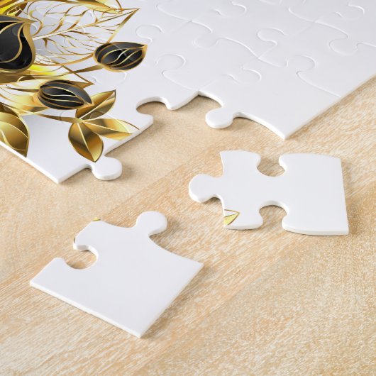 Gouden Vlinderbloem met Zwarte Orchidee Legpuzzel (Zijkant)
