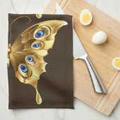 gouden vlinderkeukenhanddoek theedoek (Quarter Fold)