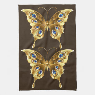 gouden vlinderkeukenhanddoek theedoek