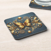 Gouden Vlinderontwerp Bier Onderzetter (Linkerzijde)