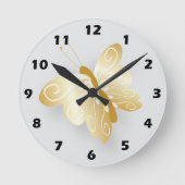 Gouden Vlinderontwerp Ronde Klok (Voorkant)