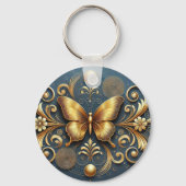 Gouden Vlinderontwerp Sleutelhanger (Achterkant)