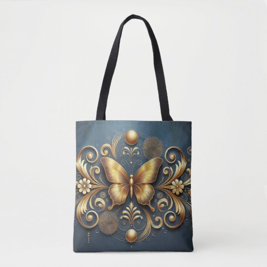 Gouden Vlinderontwerp Tote Bag (Voorkant)