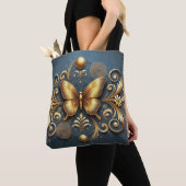 Gouden Vlinderontwerp Tote Bag (Dichtbij)