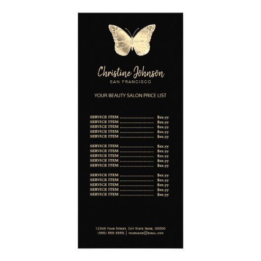 gouden vlinderrackkaart reclamekaart (Voorkant)