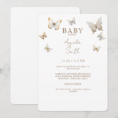 Gouden Vlinders Baby Meisje Douche Kaart (Voorkant / Achterkant)