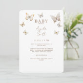 Gouden Vlinders Baby Meisje Douche Kaart (Staand voorkant)