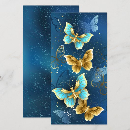 Gouden vlinders bedankkaart (Voorkant / Achterkant)