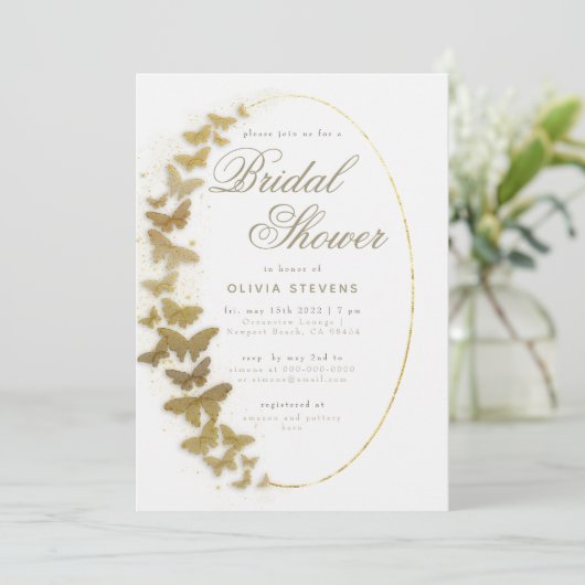 Gouden vlinders Boho Lijst Elegant Vrijgezellenfee Kaart (Staand voorkant)