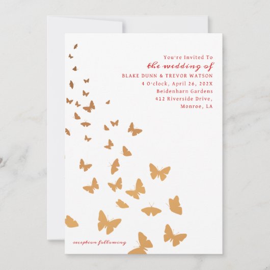 GOUDEN VLINDERS BRUILOFT KAART (Voorkant)