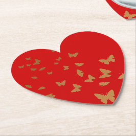 GOUDEN VLINDERS BRUILOFT KARTONNEN ONDERZETTERS