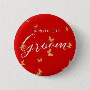 GOUDEN VLINDERS BRUILOFT RONDE BUTTON 5,7 CM