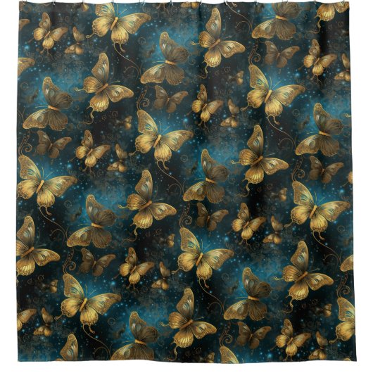 Gouden Vlinders Douchegordijn (Voorkant)