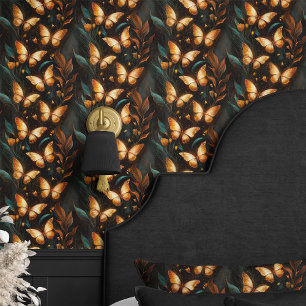 Gouden vlinders en bladeren behang