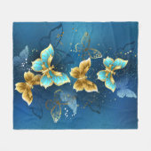 Gouden vlinders fleece deken (Voorkant (Horizontaal))