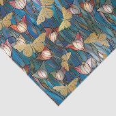 Gouden vlinders Glas in lood Art Noveau Flowers Tissuepapier (Detail)