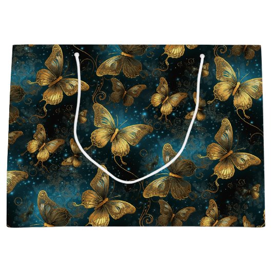 Gouden Vlinders Grote Gift Bag Groot Cadeauzakje (Voorkant)