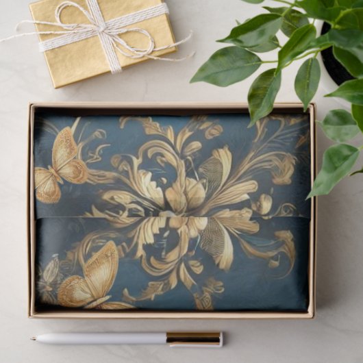 Gouden Vlinders in Bloementuin Decoupage Tissuepapier (Geschenk)