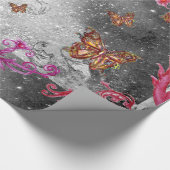 GOUDEN VLINDERS IN ZWART WIT ZILVEREN SCHITTERINGE CADEAUPAPIER (Hoek)