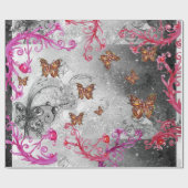 GOUDEN VLINDERS IN ZWART WIT ZILVEREN SCHITTERINGE CADEAUPAPIER (Vlak)