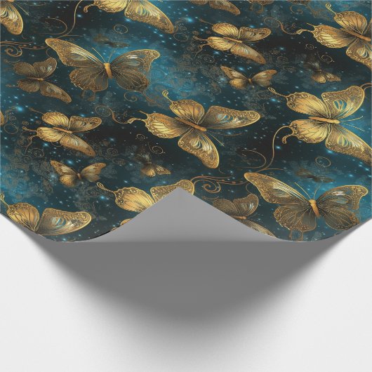Gouden vlinders inpakpapier (Hoek)