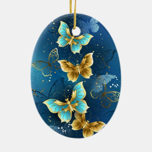 Gouden vlinders keramisch ornament (Achterkant)