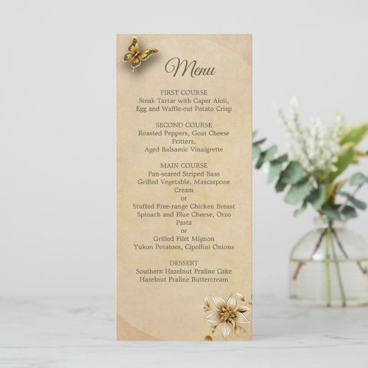 Gouden vlinders menu (Staand voorkant)