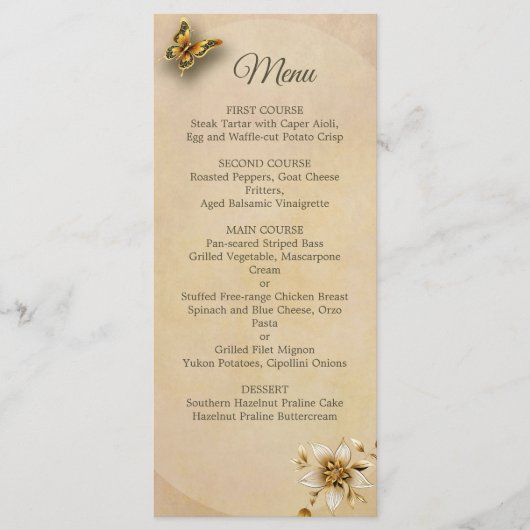 Gouden vlinders menu (Voorkant)