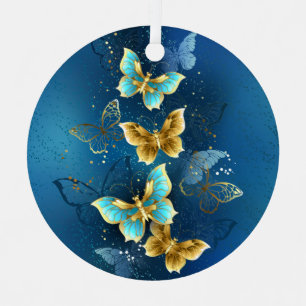 Gouden vlinders metalen ornament