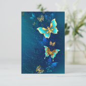Gouden Vlinders op een Blauwe Achtergrond Aankondiging (Staand voorkant)