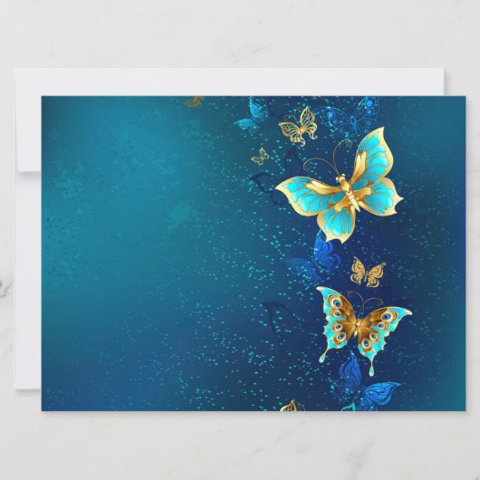 Gouden vlinders op een blauwe achtergrond aankondiging (Voorkant)