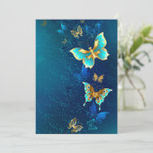 Gouden Vlinders op een Blauwe Achtergrond Aankondiging (Staand voorkant)