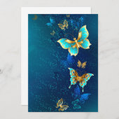 Gouden Vlinders op een Blauwe Achtergrond Aankondiging (Voorkant / Achterkant)