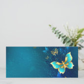 Gouden vlinders op een blauwe achtergrond aankondiging (Staand voorkant)
