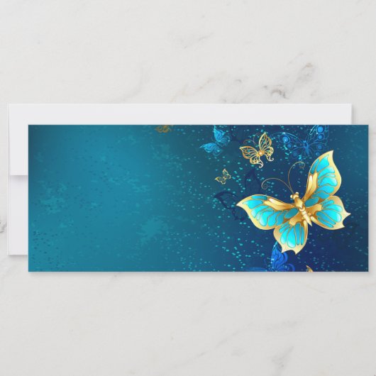 Gouden vlinders op een blauwe achtergrond aankondiging (Voorkant)