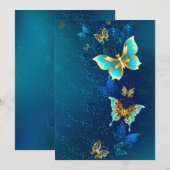 Gouden Vlinders op een Blauwe Achtergrond Advieskaart (Voorkant / Achterkant)