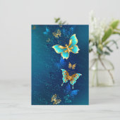 Gouden Vlinders op een Blauwe Achtergrond Advieskaart (Staand voorkant)