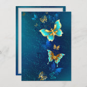 Gouden Vlinders op een Blauwe Achtergrond Advieskaart (Voorkant / Achterkant)