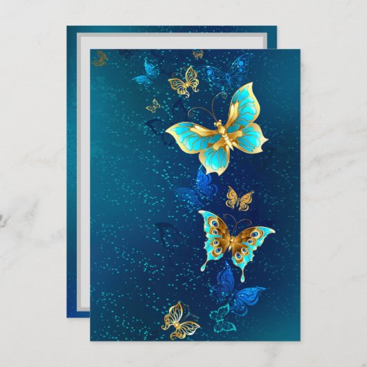 Gouden Vlinders op een Blauwe Achtergrond Advieskaart (Voorkant / Achterkant)