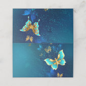 Gouden Vlinders op een Blauwe Achtergrond Afsprakenkaart (Buitenkant ongevouwen)